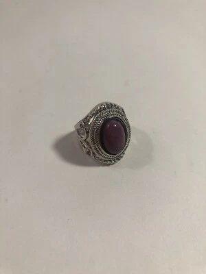 Anillos de plata de ley grandes y gruesos amatista púrpura talla 6,5 o 6, OFERTA Foto 1 de 4