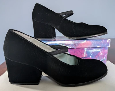 Tacones negros de terciopelo rubí chino lavandería 8-1/2 M caja original Foto 1 de 4