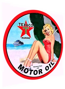 TEXACO GAS STATION STICKER SIGN SEXY WOMAN GASOLINE STATION FILLING STATION - Picture 1 of 5