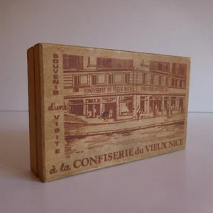 Boite souvenir visite Confiserie du Vieux Nice vintage bois déco design N4713 - Imagen 1 de 12