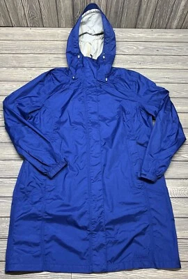 LL Beans Women's Trail Model Rain Coat Blue Long Full Zip Jacket Size Misses XL - Image 1 of 4