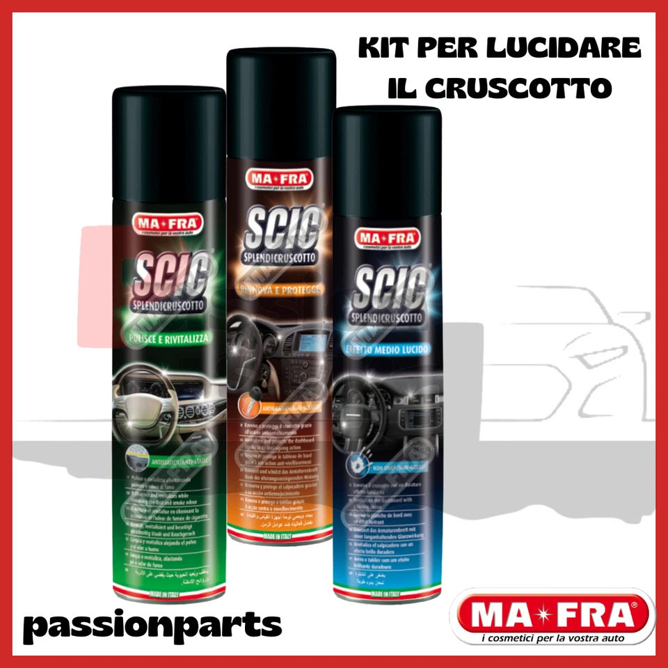 MA-FRA MAFRA KIT 3 SCIC SPRAY PULITORE RIVITALIZZANTE E LUCIDO PER CRUSCOTTO AUTO 600ML
