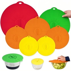 7 Pack Silicone Lids,Microwave Cover for Food and Bowls,5 Sizes Reusable Heat... - Picture 1 of 7