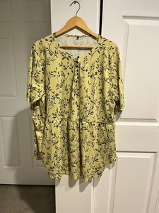 Babydoll de mujer talla grande 5X amarillo con diseño floral manga corta carrera informal - Imagen 1 de 8
