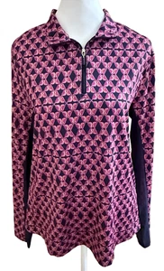PGA Tour Damen Medium Vogelmuster Langarm 1/4 Reißverschluss Gold Shirt - Bild 1 von 5