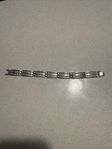 Stainless Steel Gray Cable Inlay Link Bracelet - Picture 1 of 3