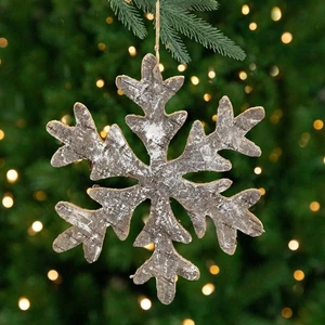 Northlight 10" Metallic Silver and Gold Wooden Snowflake Christmas Wall Decor - Picture 1 of 7