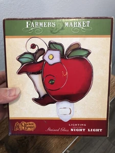 Cracker Barrel Vintage Stained Glass Apple Night Light Teacher NEW Open Box - Picture 1 of 3