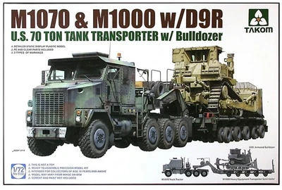 M1070 & M1000 w/D9R U.S. 70 Ton Tank Transporter w/Bulldozer Takom  5002 sc 1/72 - Immagine 1 di 4