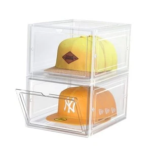 Hat Organizer Box, Stackable Clear Baseball Caps Holder Box Containers with - Picture 1 of 7