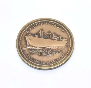 Vintage SS John W Brown Baltimore MD Copper Coin Medal Medallion  - Picture 1 of 3
