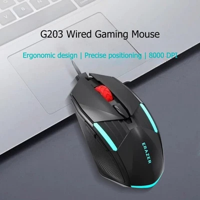 Original Lenovo Erazer G203 8000DPI RGB Wired Gaming Mouse For PC & Laptop - Image 1 of 4