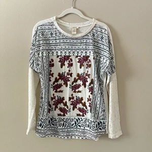 Sundance Langarm Patchwork Stickerei Blumen Western Boho Küstenspitze Hippie - Bild 1 von 7