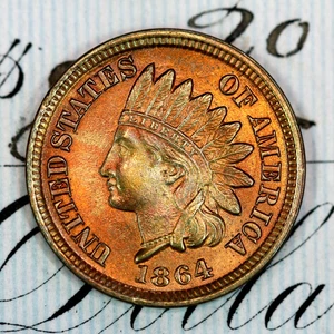 * 1864 BRONZE * SUPERB+ GEM BU MS INDIAN HEAD PENNY * FROM ORIGINAL COLLECTION - Picture 1 of 3