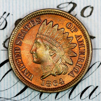* 1864 BRONZE * SUPERB+ GEM BU MS INDIAN HEAD PENNY * FROM ORIGINAL COLLECTION - Image 1 of 3