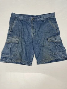 Croft And Barrow Shorts Mens 34 (measures 36x8) Blue Denim Cargo Dress Casual - Picture 1 of 14