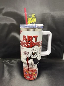 Bicchiere Terrifier Art The Clown ART CRISPIES acciaio inox 40 oz NUOVO - Foto 1 di 8