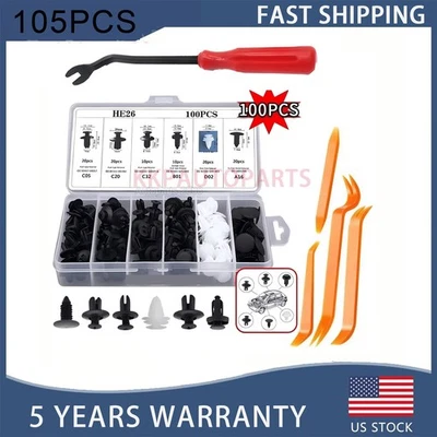 For Chevy 100Pcs Car Bumper Hood Clips Retainer Rivet Fastener Fender Push Pin - Image 1 of 4