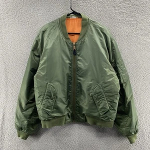 VINTAGE MA-1 Jacket Men 2XL XXL Green Flyers Flight Military USAF 90s Bomber - Picture 1 of 18