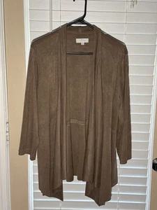 🤎Women’s XL New Directions Faux Suede Country Western Style Cardigan Super Soft - Picture 1 of 9