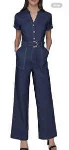 KARL LAGERFELD PARIS Women's V-neck Denim Millennium Jumpsuit Size8 - Picture 1 of 4