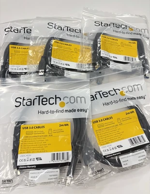 5 Pack StarTech USB3CAB2M 6'/2m Certified Superspeed USB 3.0 A to B M/M Cables - Image 1 of 4