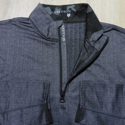 GREYSON Mens M MEDIUM TATE MOCKNECK 1/4 ZIP PULLOVER BLACK GREY HERRINGBONE GOLF - Image 1 of 4