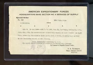 Christy Mathewson 1918 Military Service Assignment Order - Picture 1 of 2