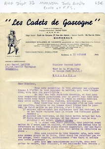 Dépt 33 - Bordeaux 57 Rue des Menuts - Belle Entête Ecole et F.F.I. - 11/10/1944 - Picture 1 of 1