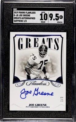 Panini Flawless Joe Greene 2019 Sapphire Blue Greats automático/3 SGC 10/9,5 POP 1 Foto 1 de 2