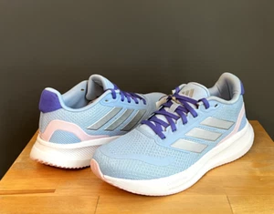 Adidas Kids Girls Blue/Silver Metallic/Pink Runfalcon 5 Sneakers US Youth 4 NWOB - Picture 1 of 7