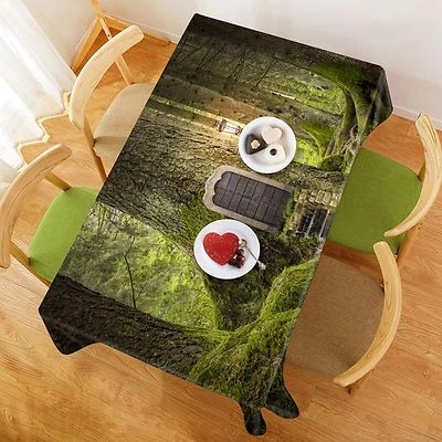 3D Tree House Tablecloth Table Cover Cloth Birthday Party AJ WALLPAPER UK Lemon - Image 1 of 4