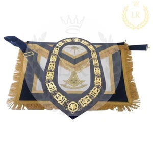 Delantal bordado de hilo metálico dorado Masonic Regalia Past Master un juego - Imagen 1 de 4