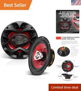 Compact 6.5 Inch Coaxial Door Speakers - 300 Watts, 3-Way Setup for Cars - Picture 1 of 8