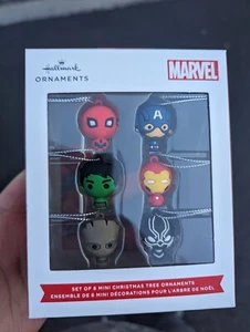 1W) Hallmark Marvel Set of 6 Mini Ornaments New in Box Hulk Groot Spiderman New - Picture 1 of 1
