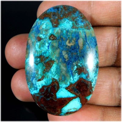 78.85Cts. Natural Amazing Top Azurite Shattuckite Oval Cabochon Loose Gemstone - Image 1 of 3