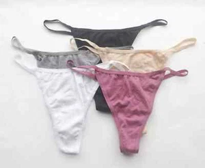 5 Pack Women Sexy Thong Solid Cotton Tback Underwear High cut G-string Knicker S - Picture 1 of 9