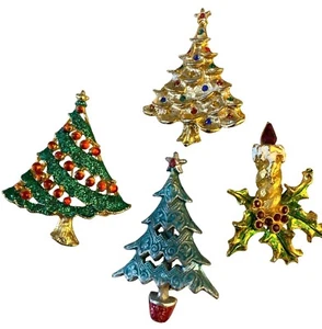 Christmas Brooch Pin Tree Candle Fashion Costume Locking Clasp Jewelry - Picture 1 of 6