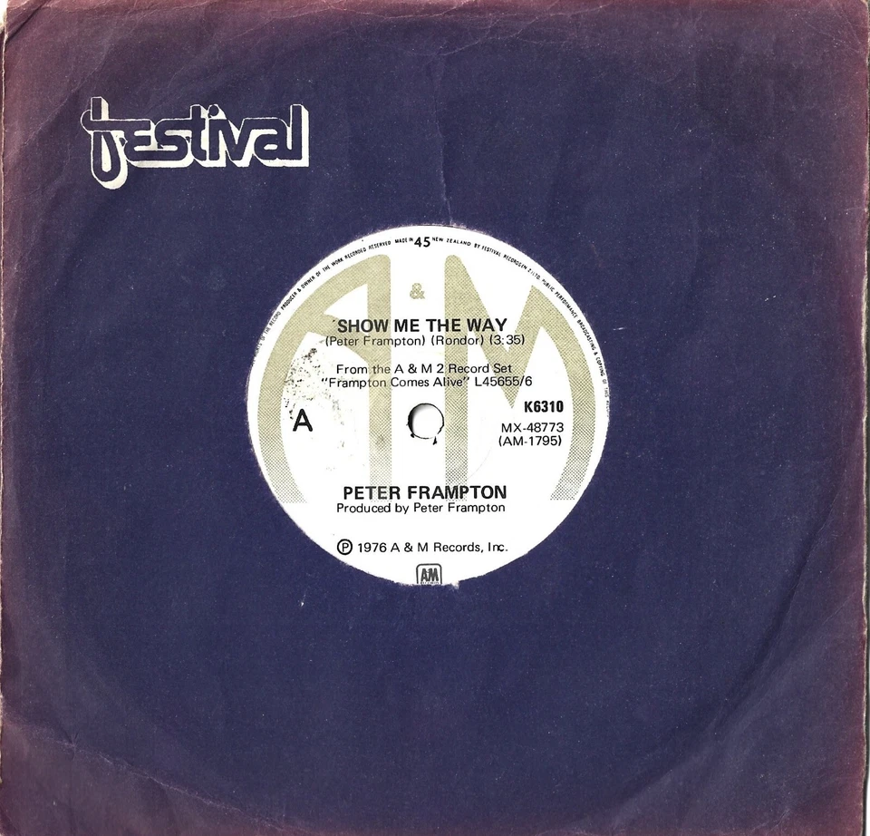 PETER FRAMPTON Show Me The Way RARE 1976 New Zealand 7" 45 NZ Import K6310 VG++ - Image 1 of 1