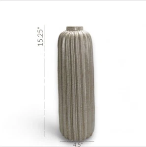 Decorative Ceramic Vase stoneware tall speckled ribbed Textured 4.5" x 15.25" - Picture 1 of 10