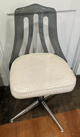 Smoked Lucite Kitchen Chair with Faux White Alligator Seat MCM Chromcraft? VTG! Cover