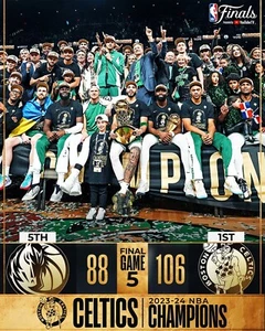 Boston Celtics 2024 NBA Finals Champions Final Score Game 5 8x10 NBA Photo - Picture 1 of 1