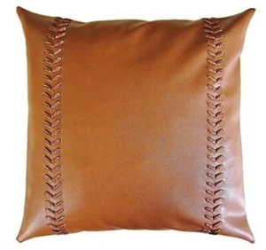 Pillow Leather Cushion Cover Decor Set Genuine Soft Lambskin Tan All Sizes 60 - Picture 1 of 2