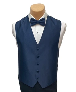 Men's Ralph Lauren Midnight Blue Tuxedo Vest & Bow Tie Adjustable Medium M - Picture 1 of 6