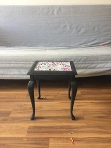 Coffee table Concentric Circles. Mosaic. Stained glass Wood base - Picture 1 of 7
