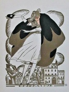 Simeon Bourrasque Gazette Bon Ton 1920 Pl. 48 Art Deco Wind Coat Autumn - Picture 1 of 4