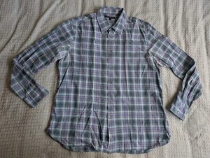 Camisa John Varvatos Hombre Extra Grande Púrpura Azul Cuadros Abotonada Manga Larga - Imagen 1 de 12