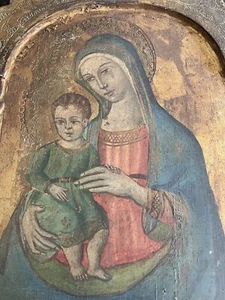 Very old unknown artist, original painting on wood, Mary and baby Jesus 15x19 - Picture 1 of 3