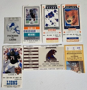 Lot (7) Vintage 1980's 1990's Football Ticket Stubs Chicago Bears Packers USFL - Picture 1 of 1