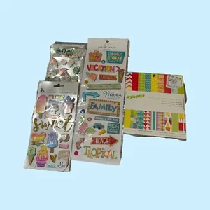 Summer Tropical Beach Travel Scrapbooking Journal Stickers Card stock Lot 4 Ct - Picture 1 of 10